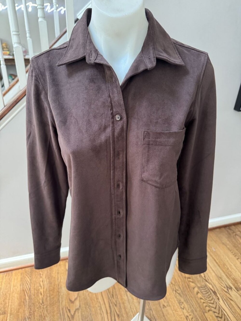 NWT GAP The Perfect Shirt Terra Brown Vegan Suede Leather Size XS